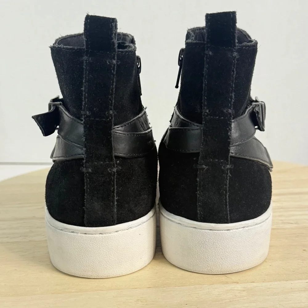 VIONIC Women's Ankle Boots Mitzi Black Suede Sneakers Platform Shoes Size 8.5